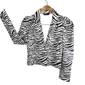 Size Small Zebra Print Cropped Jacket – Faux Leather by DENIMLAND